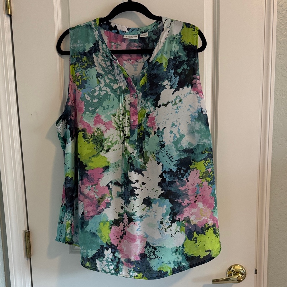 Liz Claiborne Abstract Print Sleeveless Blouse - Blue, Green, Pink
